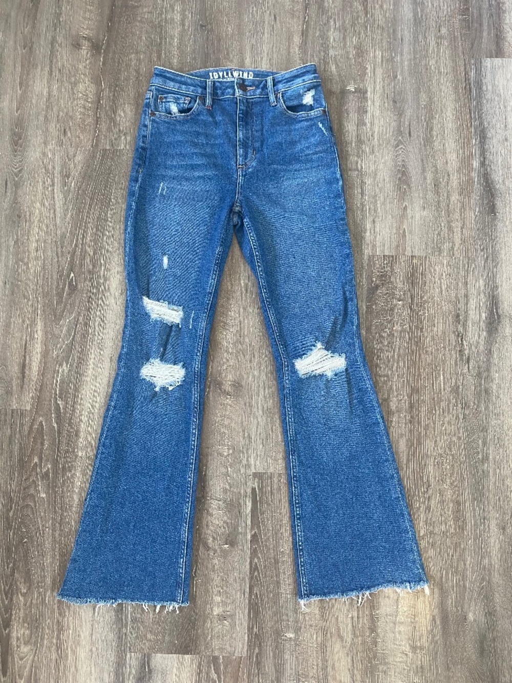 Idyllwind Dark Blue Distressed Flare Jeans 4x34
